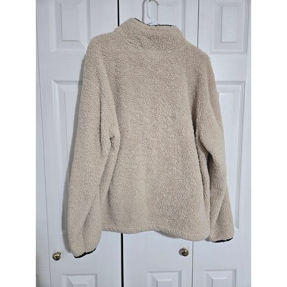 Victoria's secret PINK large women's cream colored sherpa partial zip sweater - Picture 5 of 9
